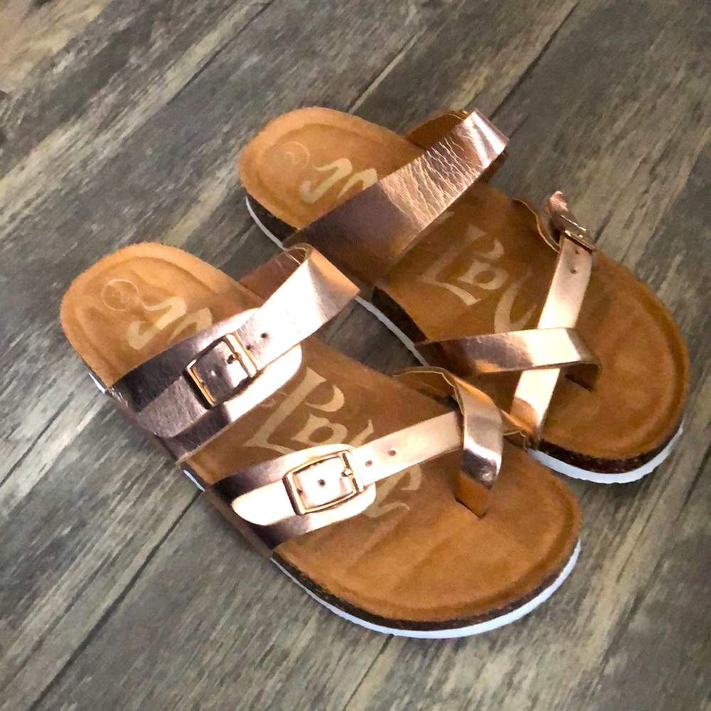 Size 2 rose gold sandals- like new